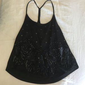 Beaded black halter top